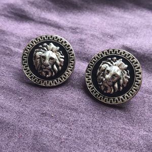 Silver Stud Lion Earrings